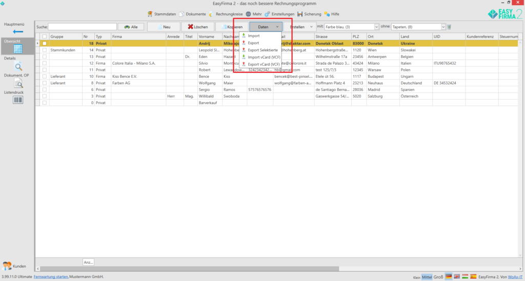 Kundenliste Export
