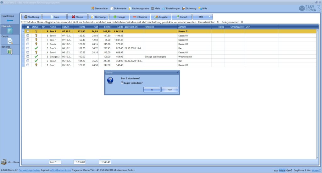 Registrierkasse - Stornieren