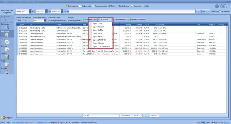 BMD Exportformat - Schnittstelle