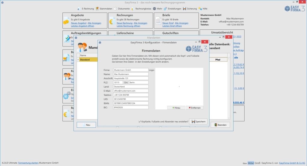 EasyFirma: neuen Mandanten anlegen