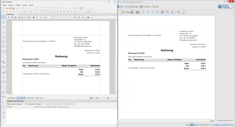 Rechnungsvorlagen Designer EasyFirma