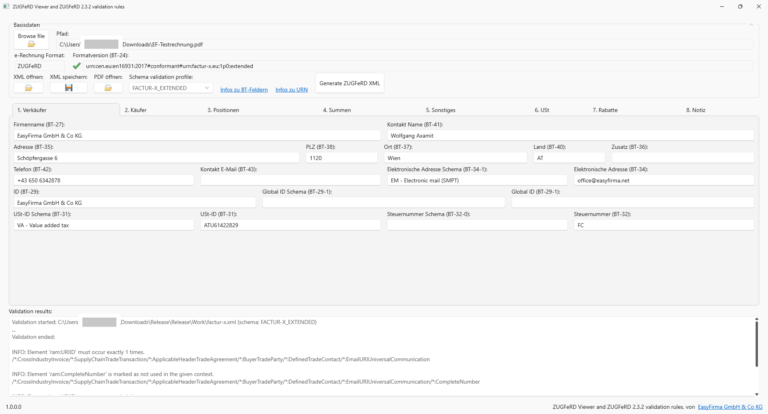 EasyFirma ZUGFeRD-Viewer