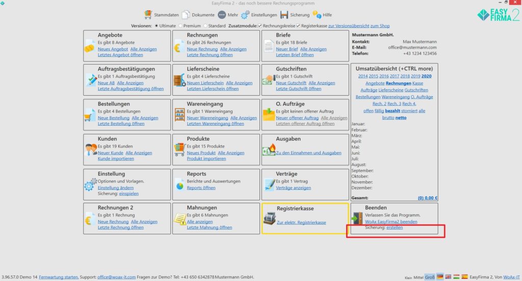 Sicherung erstellen mit EasyFirma 2