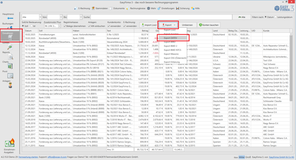 DATEV-Export EasyFirma