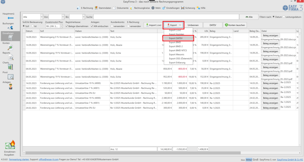 DATEV Datei exportieren